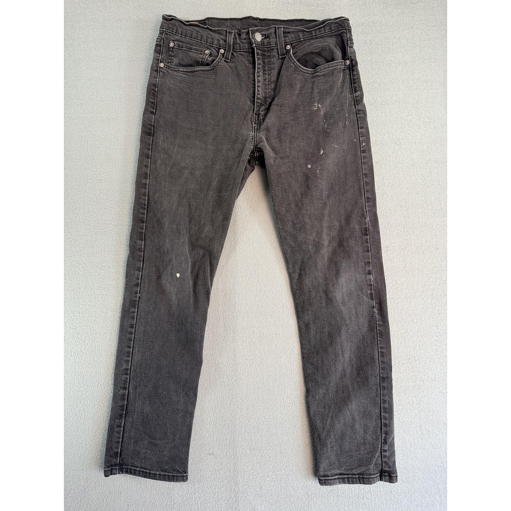 Levi's 502‎ Jeans Mens 34x32 Charcoal Wash Gray Regular Tapered Distressed Denim